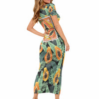 Aloha Hawaii Mikana Short Sleeve Bodycon Dress Hawaiian Papaya Stylized Stamp LT14 - Polynesian Pride