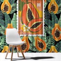 Aloha Hawaii Mikana Window Curtain Hawaiian Papaya Stylized Stamp LT14 - Polynesian Pride
