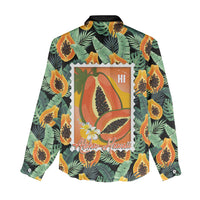 Aloha Hawaii Mikana Women Casual Shirt Hawaiian Papaya Stylized Stamp LT14 - Polynesian Pride