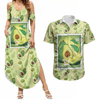 Aloha Hawaii Avocado Couples Matching Summer Maxi Dress and Hawaiian Shirt Hawaiian Fruit Stylized Stamp LT14 Green - Polynesian Pride