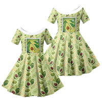 Aloha Hawaii Avocado Family Matching Off Shoulder Maxi Dress and Hawaiian Shirt Hawaiian Fruit Stylized Stamp LT14 Daughter's Dress Green - Polynesian Pride