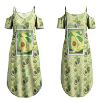 Aloha Hawaii Avocado Family Matching Summer Maxi Dress and Hawaiian Shirt Hawaiian Fruit Stylized Stamp LT14 Mom's Dress Green - Polynesian Pride