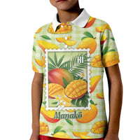 Aloha Hawaii Manako Palaka Motifs Kid Polo Shirt Hawaiian Mango Stylized Stamp LT14 Kid Yellow - Polynesian Pride