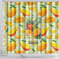Aloha Hawaii Manako Palaka Motifs Shower Curtain Hawaiian Mango Stylized Stamp LT14 - Polynesian Pride