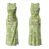 Aloha Hawaii Ulu Palaka Motifs Couples Matching Tank Maxi Dress and Long Sleeve Button Shirt Hawaiian Breadfruit Stylized Stamp LT14 - Polynesian Pride