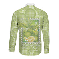 Aloha Hawaii Ulu Palaka Motifs Long Sleeve Button Shirt Hawaiian Breadfruit Stylized Stamp LT14 - Polynesian Pride