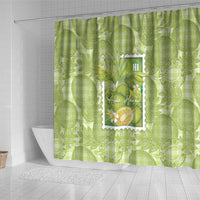 Aloha Hawaii Ulu Palaka Motifs Shower Curtain Hawaiian Breadfruit Stylized Stamp LT14 - Polynesian Pride