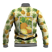 Aloha Hawaii Hala Kahiki Palaka Motifs Baseball Jacket Hawaiian Pineapple Stylized Stamp LT14 - Polynesian Pride