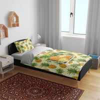 Aloha Hawaii Hala Kahiki Palaka Motifs Bedding Set Hawaiian Pineapple Stylized Stamp LT14 - Polynesian Pride