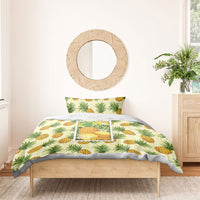 Aloha Hawaii Hala Kahiki Palaka Motifs Bedding Set Hawaiian Pineapple Stylized Stamp LT14 - Polynesian Pride
