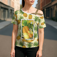 Aloha Hawaii Hala Kahiki Palaka Motifs Cross Shoulder Shirt Hawaiian Pineapple Stylized Stamp LT14 - Polynesian Pride