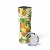 Aloha Hawaii Hala Kahiki Palaka Motifs Skinny Tumbler Hawaiian Pineapple Stylized Stamp LT14 - Polynesian Pride