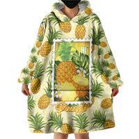 Aloha Hawaii Hala Kahiki Palaka Motifs Wearable Blanket Hoodie Hawaiian Pineapple Stylized Stamp LT14 - Polynesian Pride