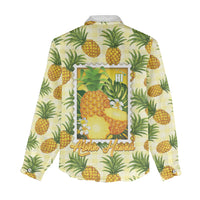 Aloha Hawaii Hala Kahiki Palaka Motifs Women Casual Shirt Hawaiian Pineapple Stylized Stamp LT14 - Polynesian Pride