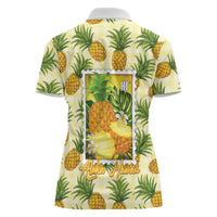 Aloha Hawaii Hala Kahiki Palaka Motifs Women Polo Shirt Hawaiian Pineapple Stylized Stamp LT14 - Polynesian Pride
