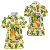 Aloha Hawaii Hala Kahiki Palaka Motifs Women Polo Shirt Hawaiian Pineapple Stylized Stamp LT14 - Polynesian Pride