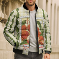 Aloha Hawaii Rambutan Palaka Motifs Bomber Puffer Jacket Hawaiian Fruit Stylized Stamp LT14 - Polynesian Pride
