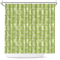 Omaomao Hawaii Breadfruit Palaka Motifs Shower Curtain LT14 Green - Polynesian Pride