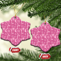 Alaka Hawaii Breadfruit Palaka Motifs Ceramic Ornament LT14 Snow Flake Pink - Polynesian Pride