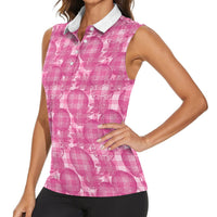 Alaka Hawaii Breadfruit Palaka Motifs Women Sleeveless Polo Shirt LT14 - Polynesian Pride
