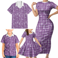 Poni Hawaii Breadfruit Palaka Motifs Family Matching Short Sleeve Bodycon Dress and Hawaiian Shirt LT14 - Polynesian Pride
