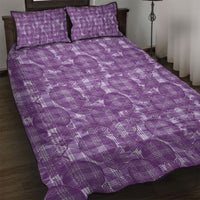 Poni Hawaii Breadfruit Palaka Motifs Quilt Bed Set LT14 Purple - Polynesian Pride