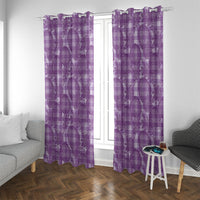Poni Hawaii Breadfruit Palaka Motifs Window Curtain LT14 With Grommets Purple - Polynesian Pride