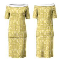Melemele Hawaii Breadfruit Palaka Motifs Family Matching Puletasi and Hawaiian Shirt LT14 Mom's Dress Yellow - Polynesian Pride