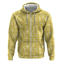 Melemele Hawaii Breadfruit Palaka Motifs Zip Hoodie LT14 Zip Hoodie Yellow - Polynesian Pride
