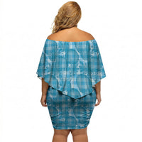 Polu Hawaii Breadfruit Palaka Motifs Off Shoulder Short Dress LT14 - Polynesian Pride