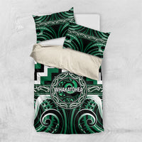 Aotearoa Whakatohea Bedding Set Maori Iwi Poutama Puhoro Tattoo LT14 US Twin 172cm x 218cm Green - Polynesian Pride