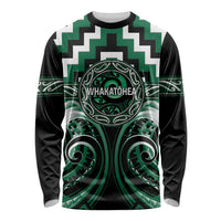 Aotearoa Whakatohea Personalised Long Sleeve Shirt Maori Iwi Poutama Puhoro Tattoo LT14 Unisex Green - Polynesian Pride