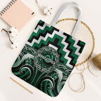 Aotearoa Whakatohea Tote Bag Maori Iwi Poutama Puhoro Tattoo LT14 White Strap One Size Green - Polynesian Pride