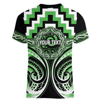 Aotearoa Ngati Awa Personalised Women V-Neck T-Shirt Maori Iwi Poutama Puhoro Tattoo LT14 - Polynesian Pride
