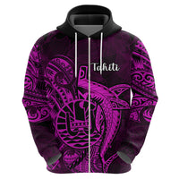 French Polynesia Tahiti Hoodie Polynesian Shark Tattoo With Hibiscus Pink Version LT14 - Polynesian Pride
