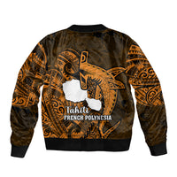 French Polynesia Tahiti Bomber Jacket Polynesian Shark Tattoo With Hibiscus Red Version LT14 - Polynesian Pride