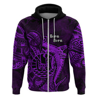 French Polynesia Bora Bora Hoodie Polynesian Shark Tattoo With Hibiscus Purple Version LT14 Zip Hoodie Purple - Polynesian Pride