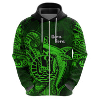 French Polynesia Bora Bora Hoodie Polynesian Shark Tattoo With Hibiscus Green Version LT14 - Polynesian Pride
