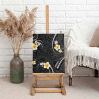 Black And Gray Canvas Wall Art Curves Polynesian Tattoo Mix Plumeria Flowers LT14 - Polynesian Pride
