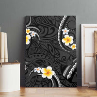 Black And Gray Canvas Wall Art Curves Polynesian Tattoo Mix Plumeria Flowers LT14 - Polynesian Pride