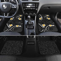 Black And Gray Car Mats Curves Polynesian Tattoo Mix Plumeria Flowers LT14 Set 4pcs Gray - Polynesian Pride