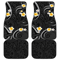 Black And Gray Car Mats Curves Polynesian Tattoo Mix Plumeria Flowers LT14 - Polynesian Pride