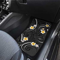 Black And Gray Car Mats Curves Polynesian Tattoo Mix Plumeria Flowers LT14 - Polynesian Pride