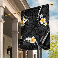 Black And Gray Garden Flag Curves Polynesian Tattoo Mix Plumeria Flowers LT14 House Flag Gray - Polynesian Pride
