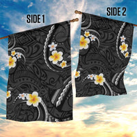 Black And Gray Garden Flag Curves Polynesian Tattoo Mix Plumeria Flowers LT14 - Polynesian Pride