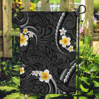 Black And Gray Garden Flag Curves Polynesian Tattoo Mix Plumeria Flowers LT14 Garden Flag Gray - Polynesian Pride