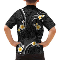 Black And Gray Hawaiian Shirt Curves Polynesian Tattoo Mix Plumeria Flowers LT14 - Polynesian Pride