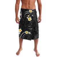 Black And Gray Lavalava Curves Polynesian Tattoo Mix Plumeria Flowers LT14 Gray - Polynesian Pride
