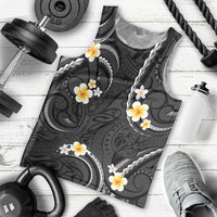 Black And Gray Men Tank Top Curves Polynesian Tattoo Mix Plumeria Flowers LT14 - Polynesian Pride
