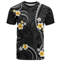 Black And Gray T Shirt Curves Polynesian Tattoo Mix Plumeria Flowers LT14 Gray - Polynesian Pride